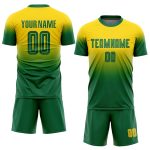 Custom Name Number Personalized Gold Kelly Green Soccer Uniform Jersey - Fade Fashion Team Design Personalized Gold Kelly