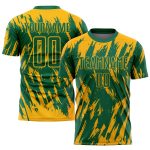 Custom Name and Number Soccer Jersey in Personalized Gold and Kelly Green - Sublimation Uniform Personalized Gold Kelly Green