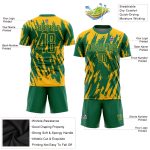 Custom Name and Number Soccer Jersey in Personalized Gold and Kelly Green - Sublimation Uniform Personalized Gold Kelly Green