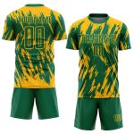Custom Name and Number Soccer Jersey in Personalized Gold and Kelly Green - Sublimation Uniform Personalized Gold Kelly Green