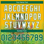 Custom Name and Number Cartoon Tropical 3D Pattern Basketball Jersey - Personalized Gold Kelly Green-White Hawaii Rainforest Team