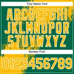 Custom Name and Number Baseball Jersey - Personalized Gold Kelly Green-White 3D Pattern Abstract Brush Stroke Design Personalized