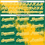Custom Name and Number Baseball Jersey - Personalized Gold Kelly Green-White 3D Pattern Abstract Brush Stroke Design Personalized