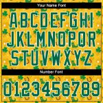 Custom St. Patricks Day Baseball Jersey - Personalized Gold Kelly Green-White 3D Pattern with Name & Number Personalized
