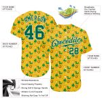 Custom St. Patricks Day Baseball Jersey - Personalized Gold Kelly Green-White 3D Pattern with Name & Number Personalized