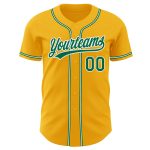 Personalized Authentic Baseball Jersey in Gold with Kelly Green and White Trim Personalized Gold Kelly Green-White Authentic