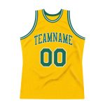 Custom Name and Number Gold Kelly Green-White Throwback Basketball Jersey - Personalized Authentic Design Personalized Gold
