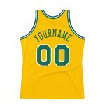 Custom Name and Number Gold Kelly Green-White Throwback Basketball Jersey - Personalized Authentic Design Personalized Gold