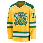 Personalized Gold Hockey Jersey in Kelly Green and White - Custom Team Apparel Personalized Gold Kelly Green-White Hockey