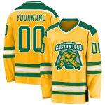 Personalized Gold Hockey Jersey in Kelly Green and White - Custom Team Apparel Personalized Gold Kelly Green-White Hockey
