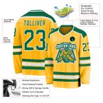 Personalized Gold Hockey Jersey in Kelly Green and White - Custom Team Apparel Personalized Gold Kelly Green-White Hockey