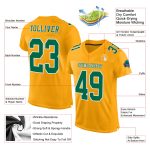 Personalized Gold Kelly Green White Authentic Football Jersey for Men Personalized Gold Kelly Green-White Mesh Authentic