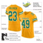 Personalized Custom Name Number Gold Kelly Green-White Authentic Football Jersey Personalized Gold Kelly Green-White Mesh