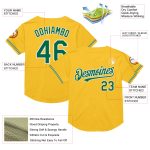 Custom Personalized Kelly Green and White Baseball Jersey with Name and Number - Authentic Throwback Style Personalized Gold