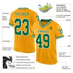 Personalized Gold Kelly Green White Football Jersey - Authentic Throwback Mesh Jersey Personalized Gold Kelly Green-White
