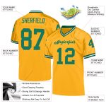 Custom Name Number Personalized Gold Kelly Green White Mesh Authentic Throwback Football Jersey Personalized Gold Kelly Green-White