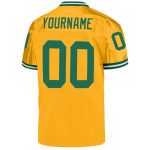 Custom Name Number Personalized Gold Kelly Green White Mesh Authentic Throwback Football Jersey Personalized Gold Kelly Green-White