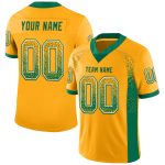 Custom Gold Football Jersey with Kelly Green and White Mesh - Personalized Name & Number Personalized Gold Kelly Green-White