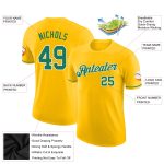 Custom Name Number Personalized Gold Kelly Green-White Performance T-Shirt Personalized Gold Kelly Green-White Performance