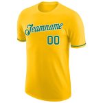 Custom Name Number Personalized Gold Kelly Green-White Performance T-Shirt Personalized Gold Kelly Green-White Performance