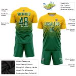 Custom Personalized Soccer Jersey with Gold and Kelly Green Design, Team Name and Number - White Sublimation Uniform Personalized