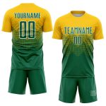 Custom Personalized Soccer Jersey with Gold and Kelly Green Design, Team Name and Number - White Sublimation Uniform Personalized