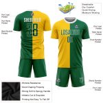 Custom Name Number Soccer Jersey - Personalized Gold Kelly Green White Sublimation Split Fashion Uniform Personalized Gold