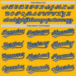 Custom Name Number Authentic Throwback Baseball Jersey Personalized Gold Light Blue Black Personalized Gold Light Blue-Black