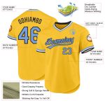 Custom Name Number Authentic Throwback Baseball Jersey Personalized Gold Light Blue Black Personalized Gold Light Blue-Black