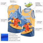 Custom Name Number Personalized Basketball Jersey Gold Light Blue White 3D Pattern Summer Beach Surfing Team Outfit Personalized