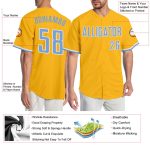 Personalized Gold Light Blue White Baseball Jersey - Authentic Team Apparel Personalized Gold Light Blue-White Authentic