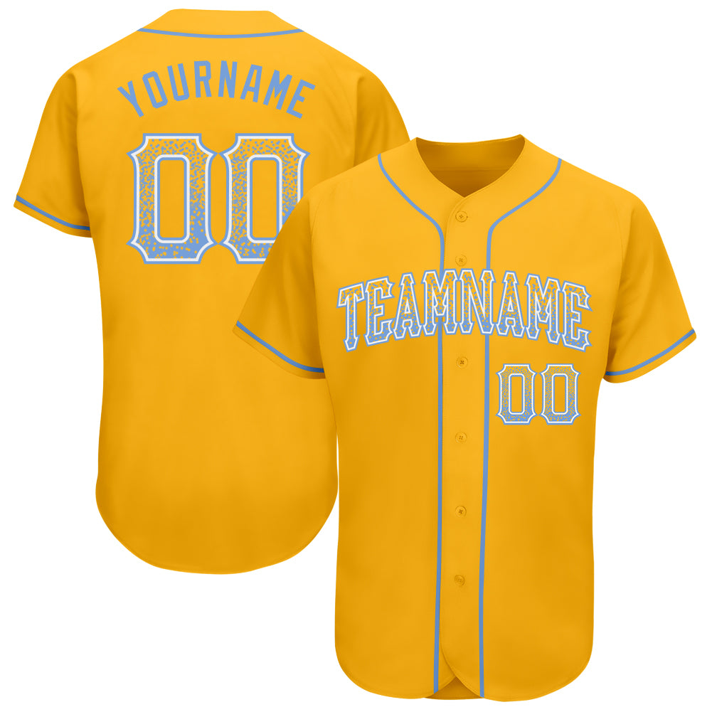 Personalized Gold Light Blue White Drift Fashion Baseball Jersey Custom Name Number - Authentic Team Gear Personalized Gold