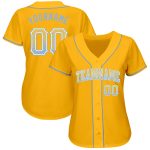 Personalized Gold Light Blue White Drift Fashion Baseball Jersey Custom Name Number - Authentic Team Gear Personalized Gold
