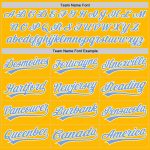 Custom Name and Number Personalized Gold Light Blue White Baseball Jersey - Authentic Throwback Design Personalized Gold