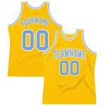 Personalized Gold Light Blue White Basketball Jersey - Authentic Throwback Design Personalized Gold Light Blue-White Authentic