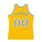 Custom Name and Number Personalized Gold Light Blue-White Authentic Basketball Jersey - Team Throwback Jersey Personalized