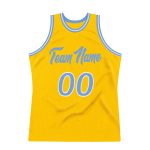 Custom Name and Number Personalized Gold Light Blue-White Authentic Basketball Jersey - Team Throwback Jersey Personalized