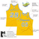 Custom Name and Number Personalized Gold Light Blue-White Authentic Basketball Jersey - Team Throwback Jersey Personalized