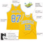 Personalized Gold Light Blue White Basketball Jersey - Authentic Throwback Design Personalized Gold Light Blue-White Authentic