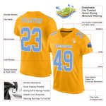 Personalized Gold Light Blue White Authentic Football Jersey Mesh Design Personalized Gold Light Blue-White Mesh Authentic