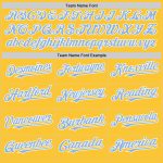 Custom Name and Number Personalized Throwback Baseball Jersey - Gold Light Blue-White Mesh Personalized Gold Light Blue-White