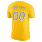Custom Name and Number Personalized Gold Performance T-Shirt Light Blue-White Personalized Gold Light Blue-White Performance