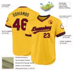 Custom Name and Number Personalized Gold Maroon-Black Baseball Jersey - Authentic Throwback Design Personalized Gold Maroon-Black