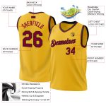 Personalized Gold Maroon-Black Basketball Jersey - Authentic Throwback Style Personalized Gold Maroon-Black Authentic Throwback