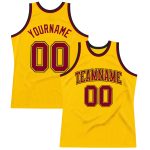 Custom Personalized Gold Maroon Black Basketball Jersey with Team Name and Number - Authentic Throwback Design Personalized