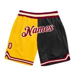 Custom Team Basketball Shorts with Personalized Name and Number - Gold Maroon-Black Authentic Throwback Fashion Personalized