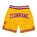 Custom Name Number Basketball Shorts Personalized Gold Maroon Cream Authentic Throwback Design Personalized Gold Maroon-Cream