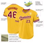 Custom Name and Number Authentic Throwback Baseball Jersey - Personalized Gold Maroon-White Team Jersey Personalized Gold