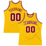 Custom Name Number Personalized Gold Maroon White Basketball Jersey Authentic Throwback Team Design Personalized Gold Maroon-White