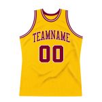Custom Name Number Personalized Gold Maroon White Basketball Jersey Authentic Throwback Team Design Personalized Gold Maroon-White